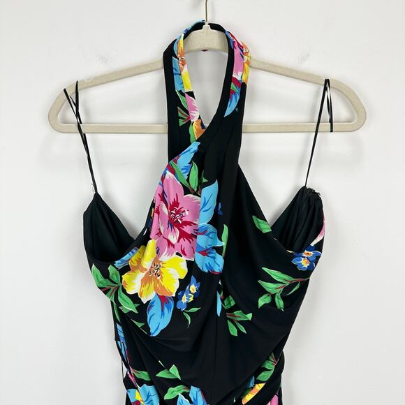 Lauren Ralph Lauren Floral Halter Dress Knee Length Stretch Jersey US 18 NWT - Picture 9 of 16